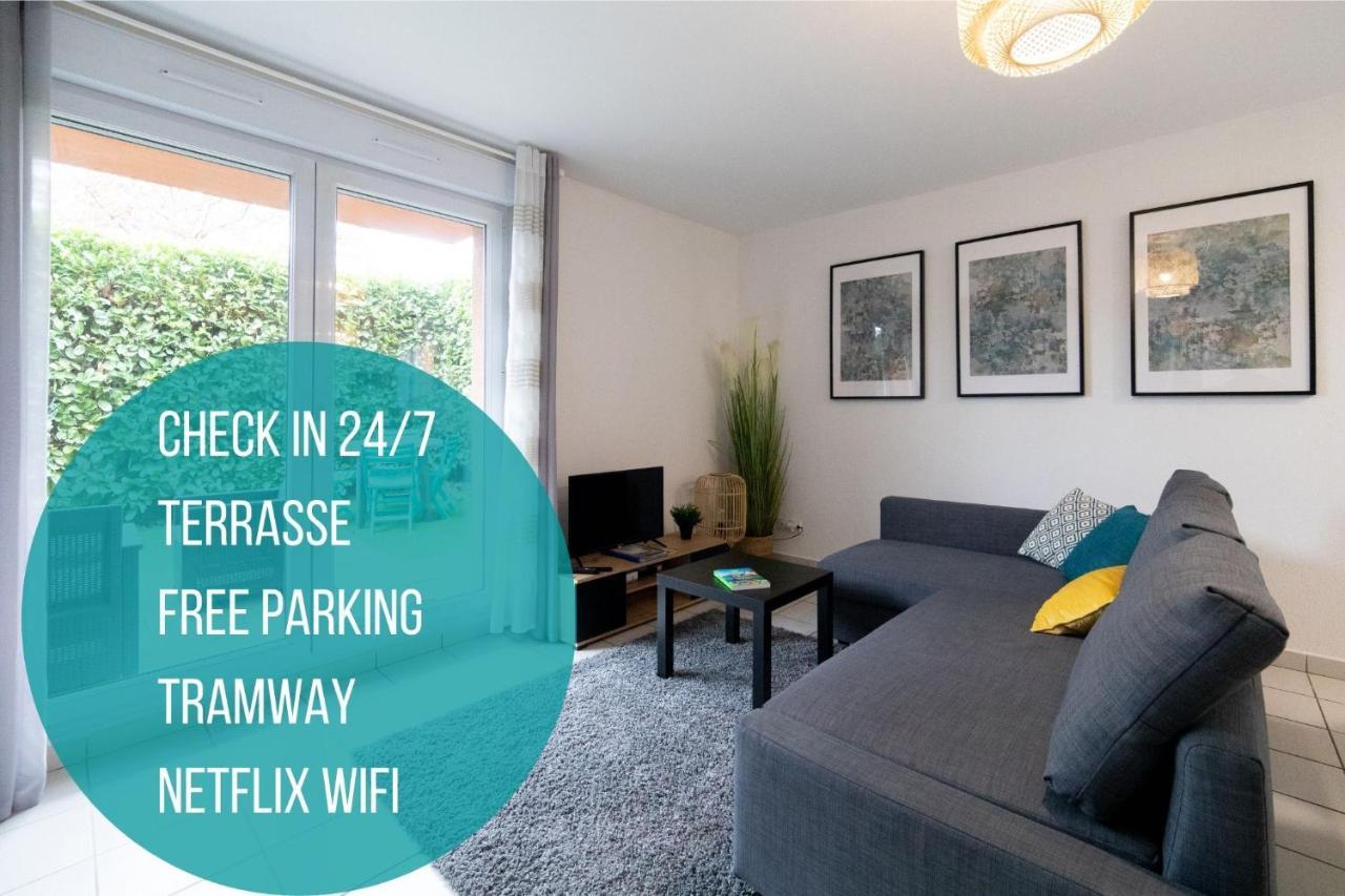 My Cozy Flat Blagnac - T2 - Free Parking - Terrasse - Jardin Daire Dış mekan fotoğraf